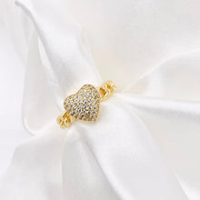 Cargar imagen en el visor de la galería, Statement CZ Cubic Zirconia Puffy Heart Rings in 18K Gold Plated Copper 4 PCS