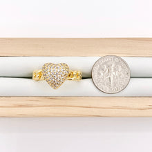 Cargar imagen en el visor de la galería, Statement CZ Cubic Zirconia Puffy Heart Rings in 18K Gold Plated Copper 4 PCS
