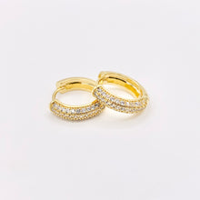 Cargar imagen en el visor de la galería, 16mm Hoop Huggies Pave Earrings in Real Gold 18K Micro CZ Earring Hoop 5 PAIRS