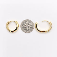 Cargar imagen en el visor de la galería, 16mm Hoop Huggies Pave Earrings in Real Gold 18K Micro CZ Earring Hoop 5 PAIRS
