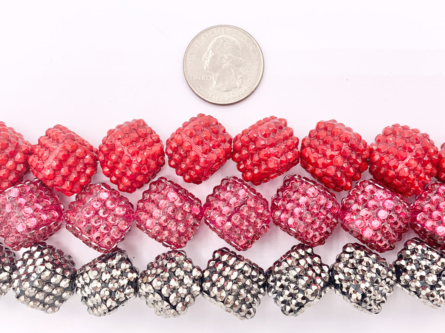 20mm Acrylic Rhinestone Cube Beads Shiny Dice Sparkle Gumball Resin Beads For Jewelry Making 7" |Available in 8 Colors