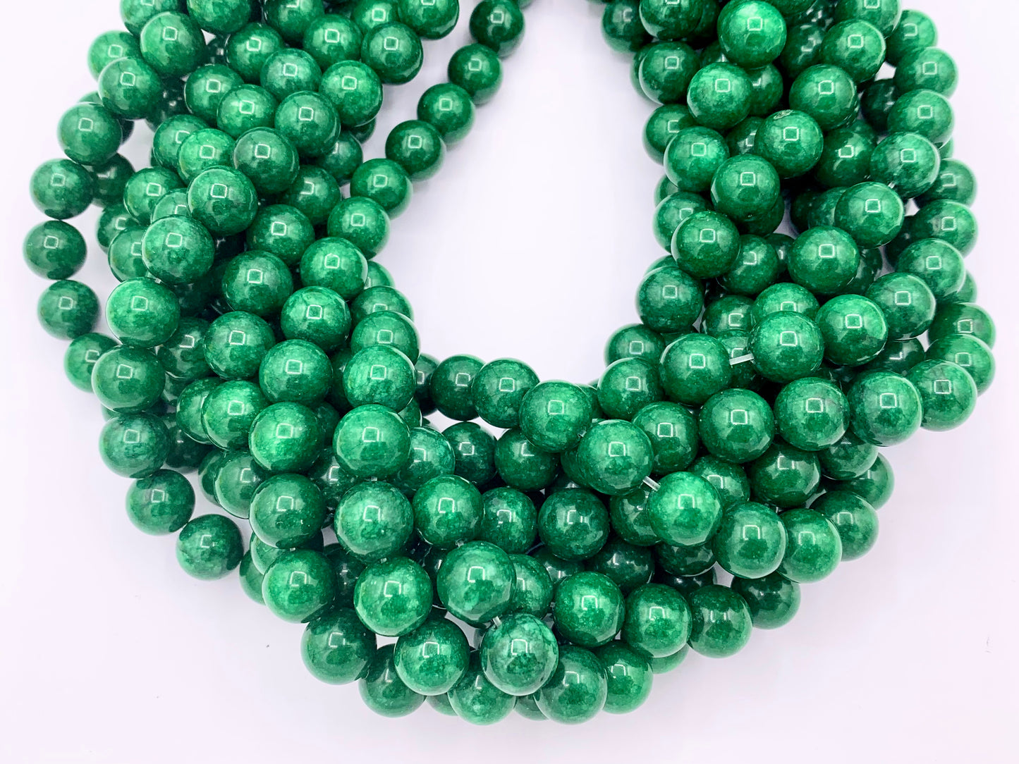 Dark Green Dyed Malaysian Jade Round Smooth Shiny Natural Stone Beads Beautiful Green Color Beads 6mm 8mm 10mm 12mm Around 15"