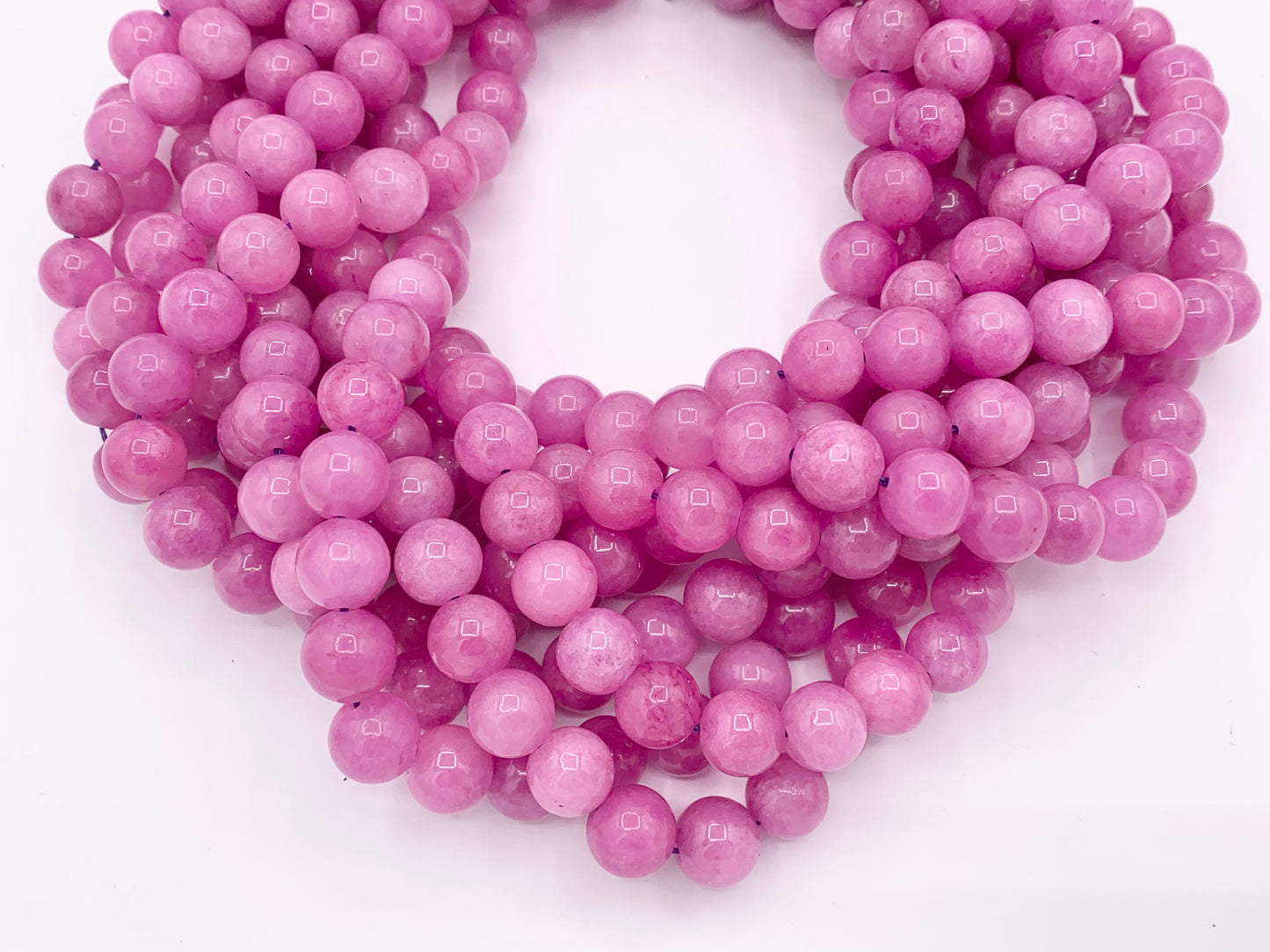 Lilac Pink Dyed Malaysian Jade Round Smooth Shiny Natural Stone Beads Beautiful Purple/Pink Color Beads 6mm 8mm 10mm 12mm Around 15"
