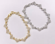 Cargar imagen en el visor de la galería, 7" Delicate 18K Gold/Silver Plated Dainty Minimalist Fancy Heart Rhinestone Chain Bracelet 2 PCS