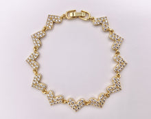Cargar imagen en el visor de la galería, 7" Delicate 18K Gold/Silver Plated Dainty Minimalist Fancy Heart Rhinestone Chain Bracelet 2 PCS