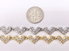 Cargar imagen en el visor de la galería, 7" Delicate 18K Gold/Silver Plated Dainty Minimalist Fancy Heart Rhinestone Chain Bracelet 2 PCS