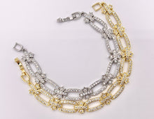 Cargar imagen en el visor de la galería, 7" Delicate 18K Gold/Silver Plated Dainty Minimalist Fancy Oval Link Rhinestone Chain Bracelet 2 PCS