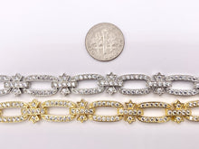 Cargar imagen en el visor de la galería, 7" Delicate 18K Gold/Silver Plated Dainty Minimalist Fancy Oval Link Rhinestone Chain Bracelet 2 PCS