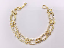 Cargar imagen en el visor de la galería, 7" Delicate 18K Gold/Silver Plated Dainty Minimalist Fancy Oval Link Rhinestone Chain Bracelet 2 PCS