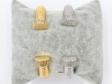 Load image into Gallery viewer, CZ Pave Rhinestone Fancy Open Hinge Bracelet Cuffs in 18K Gold Plating or Silver Plating