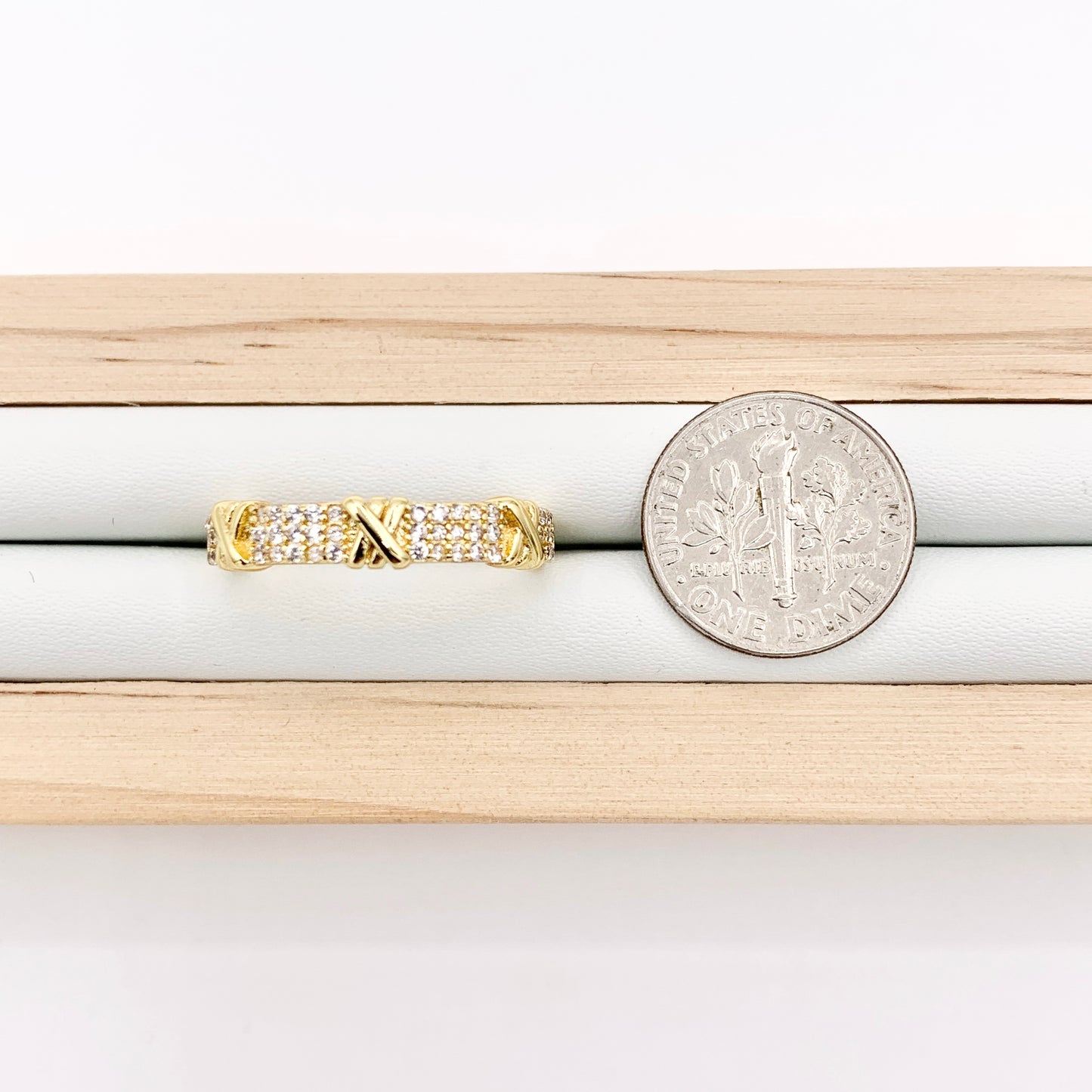 Simple Cubic Zirconia Ring in 18K Gold Plated Adjustable Ring 4 PCS