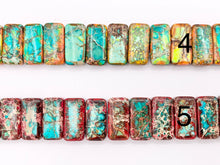 Cargar imagen en el visor de la galería, Dyed Variscite/Sea Sediment/Impression Jasper Rectangle Double Hole Double Drilled Bracelet Beads