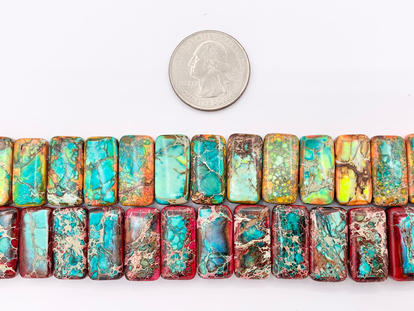 Dyed Variscite/Sea Sediment/Impression Jasper Rectangle Double Hole Double Drilled Bracelet Beads