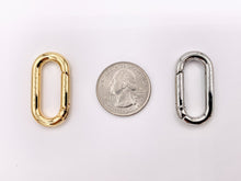 Cargar imagen en el visor de la galería, 1.25 Inch Cute Plain Oval Key Chain Clasps in 18K Gold/Platinum Plated Copper 6 PCS