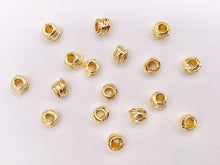 Cargar imagen en el visor de la galería, Cute Etched Tube Cylinder Spacer Beads in Real 18K Gold Plated Over Brass | Small Space Gold Beads For Jewelry Making/Designs 40 PCS