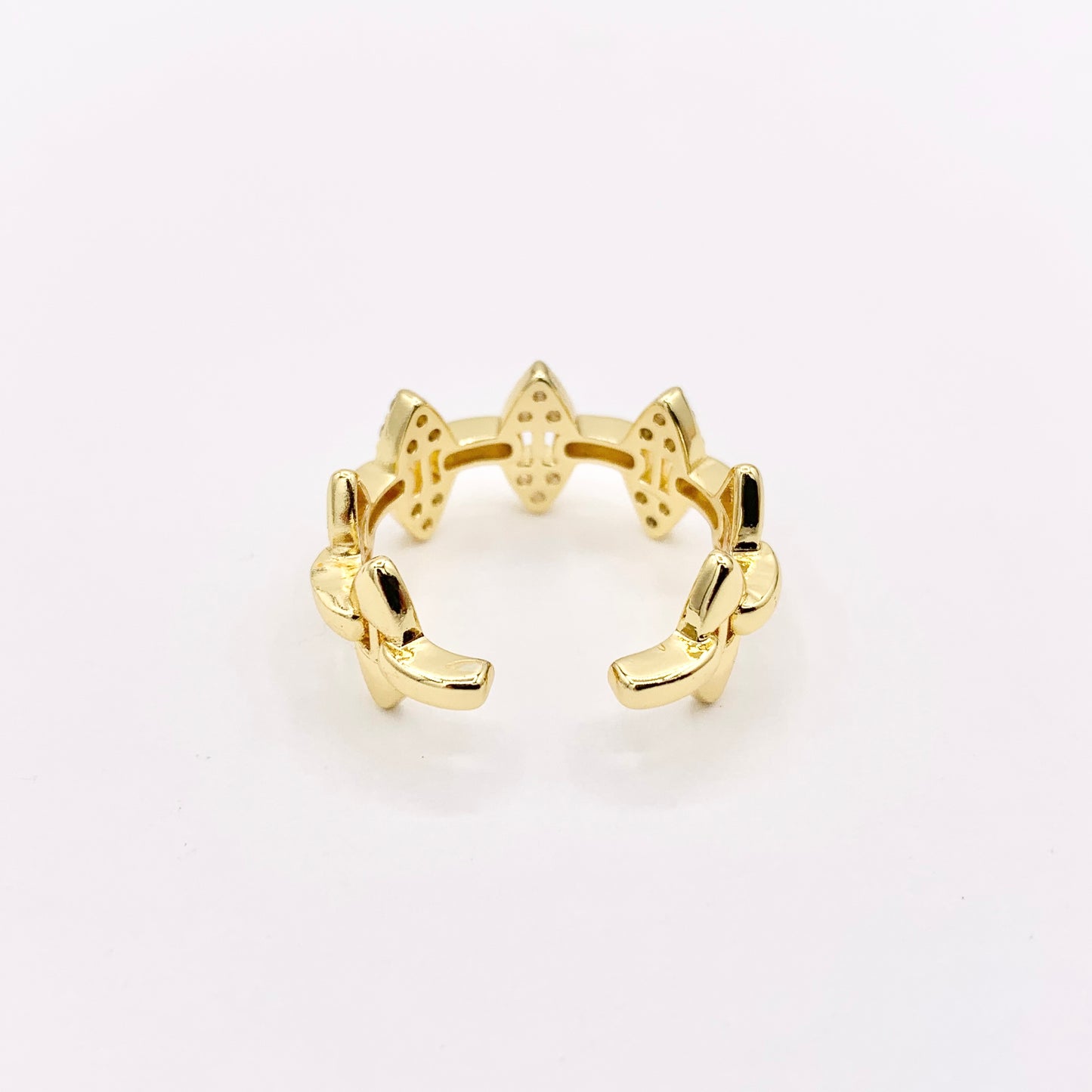 Dainty Spikes Rings in Gold 18K Plated Copper CZ Pave Adjustable Ring 4 PCS