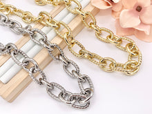Load image into Gallery viewer, Chunky Twisted Oval Necklace Gold/Silver Plated Copper Finished Necklace 18.5" - 20.5"