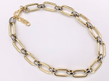 Cargar imagen en el visor de la galería, Chunky Paperclip Oval Link Chain Necklace in Gold/Silver 2 Tone Plated Copper Finished Necklace 19" with 1.8" Extension Link