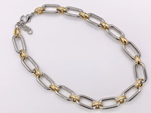 Cargar imagen en el visor de la galería, Chunky Paperclip Oval Link Chain Necklace in Gold/Silver 2 Tone Plated Copper Finished Necklace 19" with 1.8" Extension Link