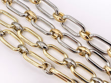 Cargar imagen en el visor de la galería, Chunky Paperclip Oval Link Chain Necklace in Gold/Silver 2 Tone Plated Copper Finished Necklace 19" with 1.8" Extension Link