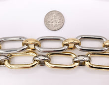 Cargar imagen en el visor de la galería, Chunky Paperclip Oval Link Chain Necklace in Gold/Silver 2 Tone Plated Copper Finished Necklace 19" with 1.8" Extension Link