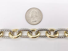 Cargar imagen en el visor de la galería, Chunky Twisted Oval Link Chain Necklace And Bracelet in Gold/Silver 2 Tone Plated Copper Finished Necklace 18.5"-20" Bracelet 7"-8" 1PC