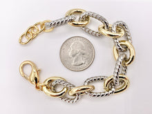 Cargar imagen en el visor de la galería, Chunky Twisted Oval Link Chain Necklace And Bracelet in Gold/Silver 2 Tone Plated Copper Finished Necklace 18.5"-20" Bracelet 7"-8" 1PC