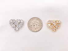 Cargar imagen en el visor de la galería, Cute Luxury CZ Heart Charms Real 18K Gold/Platinum Plated Micro CZ Pave Rhinestone Heart Pendant Over Brass 6 PCS