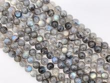 Load image into Gallery viewer, Grade AAA Labradorite Beautiful Blue Flash Round Smooth Natural Light Gray Gemstone Beads 4mm, 5mm, 6mm, 7mm, 8mm, 9mm, 11mm Around 14"-15"