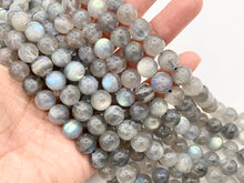 Load image into Gallery viewer, Grade AAA Labradorite Beautiful Blue Flash Round Smooth Natural Light Gray Gemstone Beads 4mm, 5mm, 6mm, 7mm, 8mm, 9mm, 11mm Around 14"-15"