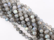 Load image into Gallery viewer, Grade AAA Labradorite Beautiful Blue Flash Round Smooth Natural Light Gray Gemstone Beads 4mm, 5mm, 6mm, 7mm, 8mm, 9mm, 11mm Around 14"-15"