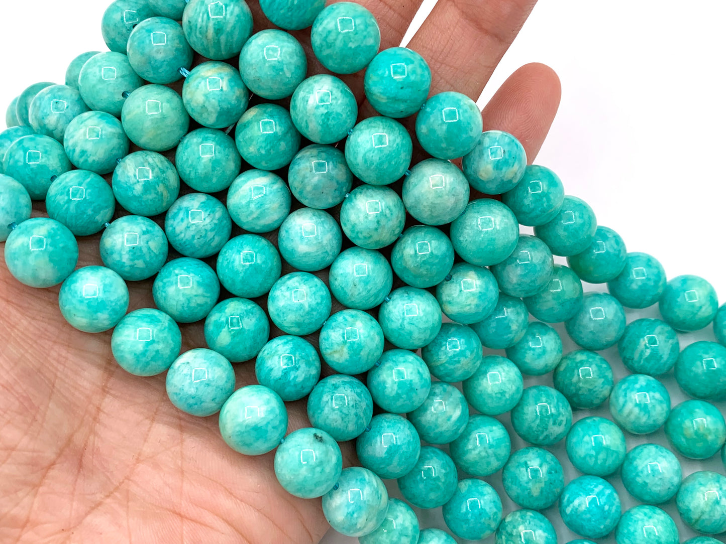High Quality Peruvian Amazonite Round Smooth Shiny Natural Green Gemstone Beads 4mm 5mm 6mm 8mm 10mm 12mm Around 14-15"