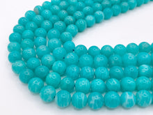 Cargar imagen en el visor de la galería, Top Quality Peruvian Amazonite Round Smooth Shiny Natural Teal Color Gemstone Beads 10mm 12mm Around 14-15"