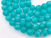 Cargar imagen en el visor de la galería, Top Quality Peruvian Amazonite Round Smooth Shiny Natural Teal Color Gemstone Beads 10mm 12mm Around 14-15"