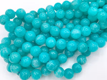 Cargar imagen en el visor de la galería, Top Quality Peruvian Amazonite Round Smooth Shiny Natural Teal Color Gemstone Beads 10mm 12mm Around 14-15"