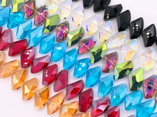 Cargar imagen en el visor de la galería, 24x14mm Irregular Shape Crystal Faceted Shiny Glass Geometric Triangular Beads Strand 15 Colors Available!! (Swipe to See Numbered Colors)