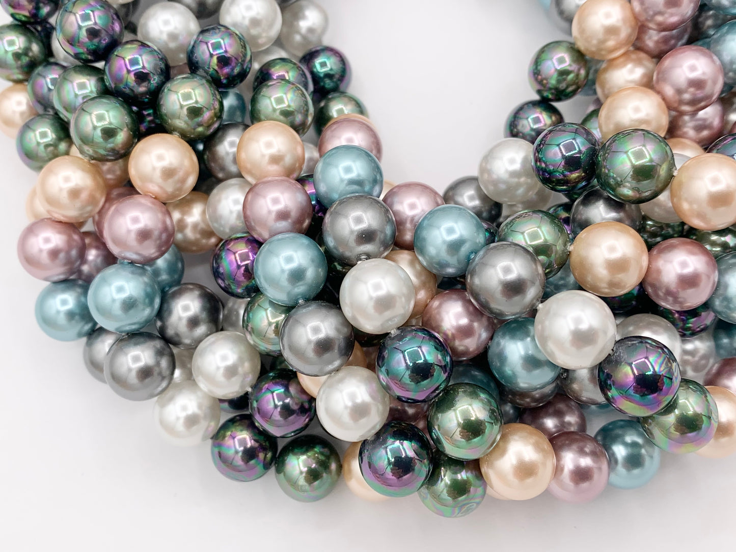 Multicolor Crystal Pearl Smooth Round Beads 6mm 8mm 10mm Around 15-16" (1 Strand)