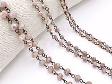Load image into Gallery viewer, Dusty Mauve Crystal Rondelle Faceted Light Purple Rosary Beaded Chain With Brass Wire By Spool 4mm 6mm 8mm