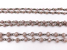 Load image into Gallery viewer, Dusty Mauve Crystal Rondelle Faceted Light Purple Rosary Beaded Chain With Brass Wire By Spool 4mm 6mm 8mm