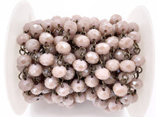 Load image into Gallery viewer, Dusty Mauve Crystal Rondelle Faceted Light Purple Rosary Beaded Chain With Brass Wire By Spool 4mm 6mm 8mm