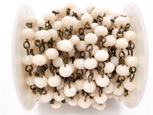 Cargar imagen en el visor de la galería, Cream/Blush Crystal Rondelle Faceted Rosary Beaded Chain With Brass Wire By Spool 4mm 6mm 8mm
