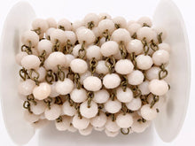 Cargar imagen en el visor de la galería, Cream/Blush Crystal Rondelle Faceted Rosary Beaded Chain With Brass Wire By Spool 4mm 6mm 8mm