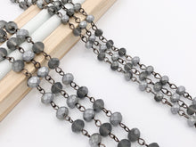 Cargar imagen en el visor de la galería, Matte Gray Crystal Half Coated Rondelle Faceted Rosary Beaded Chain With Gunmetal Wire By Spool 6mm 8mm