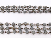 Load image into Gallery viewer, Gray Crystal Rondelle Faceted Rosary Beaded Chain With Brass Wire By Spool 6mm 8mm