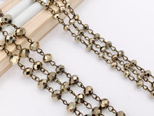 Cargar imagen en el visor de la galería, Antique Gold/ Brass Crystal Rondelle Faceted Rosary Beaded Chain With Brass Wire By Spool 6mm 8mm
