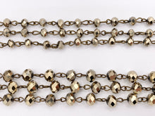 Cargar imagen en el visor de la galería, Antique Gold/ Brass Crystal Rondelle Faceted Rosary Beaded Chain With Brass Wire By Spool 6mm 8mm