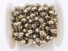 Cargar imagen en el visor de la galería, Antique Gold/ Brass Crystal Rondelle Faceted Rosary Beaded Chain With Brass Wire By Spool 6mm 8mm