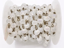 Load image into Gallery viewer, Matte Clear AB Crystal Rondelle Faceted Rosary Beaded Chain With Brass Wire By Spool 6mm 8mm