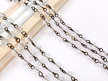 Cargar imagen en el visor de la galería, Clear Crystal Rondelle Faceted Rosary Beaded Chain With Brass Wire By Spool 6mm 8mm