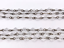 Cargar imagen en el visor de la galería, Clear Crystal Rondelle Faceted Rosary Beaded Chain With Brass Wire By Spool 6mm 8mm
